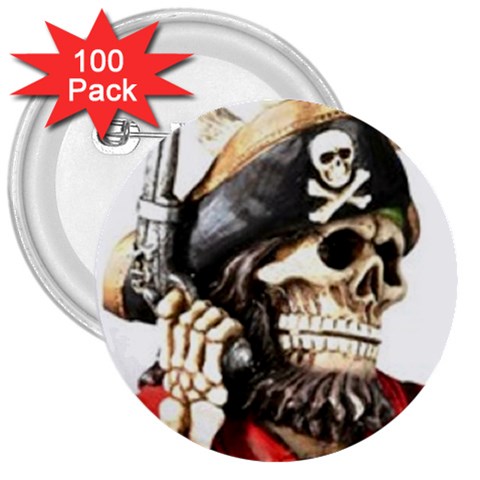 pirate 3  Button (100 pack) from UrbanLoad.com Front
