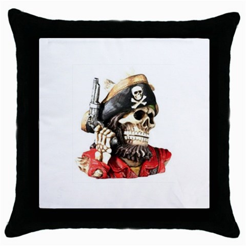 pirate Throw Pillow Case (Black) from UrbanLoad.com Front