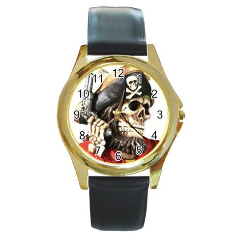 pirate Round Gold Metal Watch from UrbanLoad.com Front