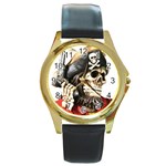 pirate Round Gold Metal Watch