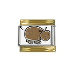 hippo Gold Trim Italian Charm (9mm)