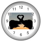 elephants Wall Clock (Silver)