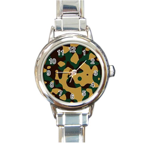 camo Round Italian Charm Watch from UrbanLoad.com Front