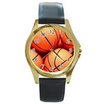 basketballs Round Gold Metal Watch