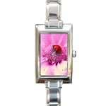 Ladybug On a Flower Rectangular Italian Charm Watch