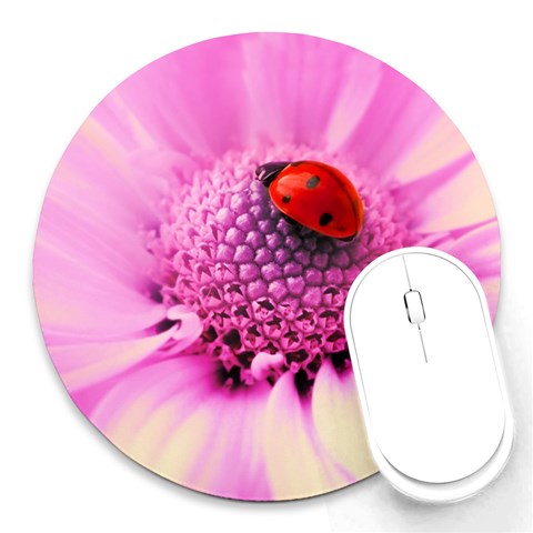 Ladybug On a Flower Round Mousepad from UrbanLoad.com Front