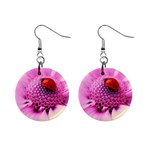 Ladybug On a Flower 1  Button Earrings