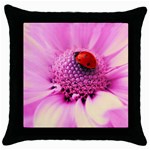 Ladybug On a Flower Throw Pillow Case (Black)