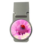 Ladybug On a Flower Money Clip (Round)