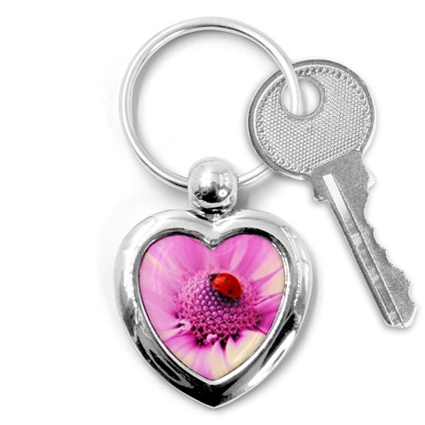 Ladybug On a Flower Key Chain (Heart) from UrbanLoad.com Front