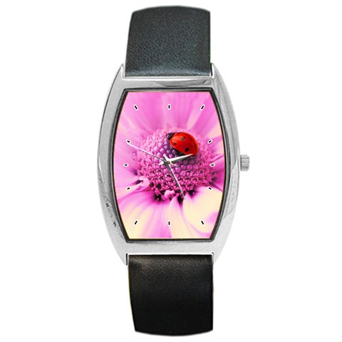 Ladybug On a Flower Barrel Style Metal Watch from UrbanLoad.com Front
