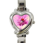 Ladybug On a Flower Heart Italian Charm Watch