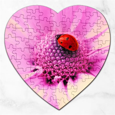 Ladybug On a Flower Jigsaw Puzzle (Heart) from UrbanLoad.com Front