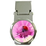 Ladybug On a Flower Money Clip Watch