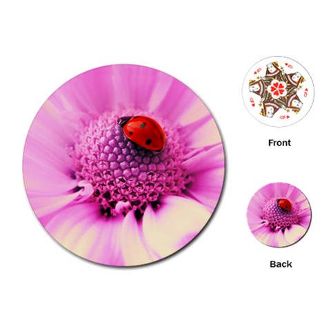 Ladybug On a Flower Playing Cards (Round) from UrbanLoad.com Front