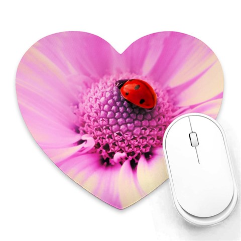 Ladybug On a Flower Mousepad (Heart) from UrbanLoad.com Front