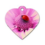 Ladybug On a Flower Dog Tag Heart (One Side)