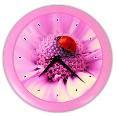Ladybug On a Flower Color Wall Clock from UrbanLoad.com Front