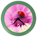 Ladybug On a Flower Color Wall Clock