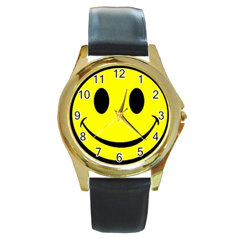 smiley Round Gold Metal Watch from UrbanLoad.com Front