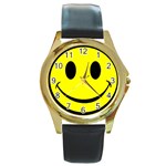 smiley Round Gold Metal Watch