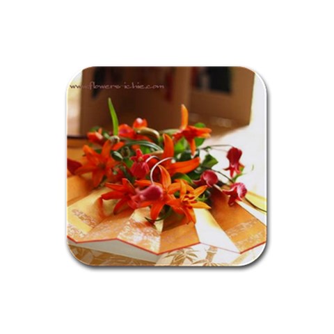 flowers Rubber Square Coaster (4 pack) from UrbanLoad.com Front