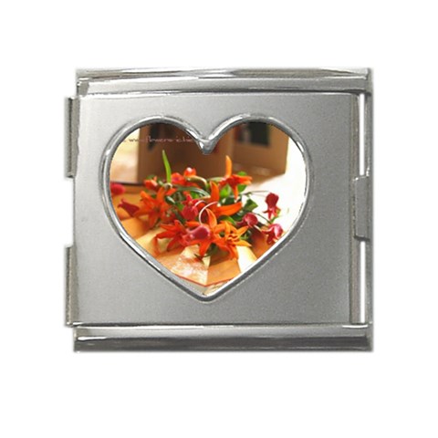 flowers Mega Link Heart Italian Charm (18mm) from UrbanLoad.com Front