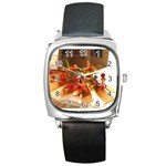 flowers Square Metal Watch