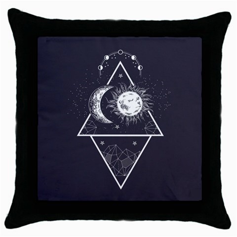 Moon and sun Black Throw Pillow Case from UrbanLoad.com Front