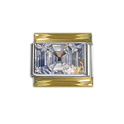 Portugese Diamond Gold Trim Italian Charm (9mm) from UrbanLoad.com Front