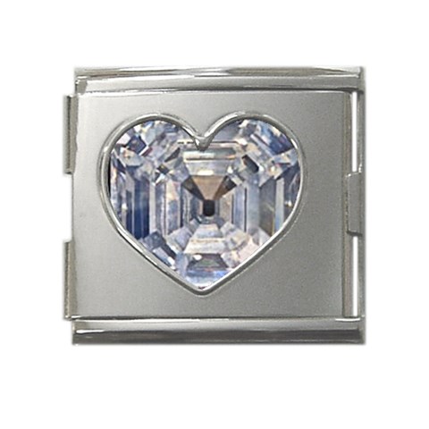 Portugese Diamond Mega Link Heart Italian Charm (18mm) from UrbanLoad.com Front