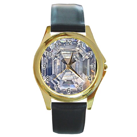 Portugese Diamond Round Gold Metal Watch from UrbanLoad.com Front