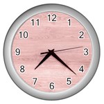 Pink Wood Wall Clock (Silver)