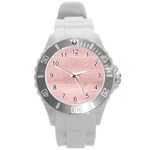 Pink Wood Round Plastic Sport Watch (L)