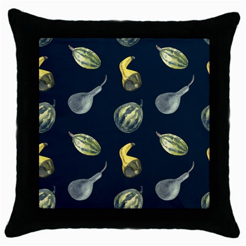 Vintage Vegetables Zucchini Throw Pillow Case (Black) from UrbanLoad.com Front
