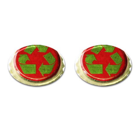 Green Crown Cufflinks (Oval) from UrbanLoad.com Front(Pair)