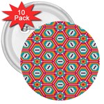 Hexagons and stars pattern                                                                3  Button (10 pack)