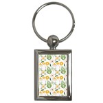 Flowers on a white background pattern                                                                    Key Chain (Rectangle)