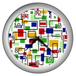 Colorful rectangles                                                                      Wall Clock (Silver)