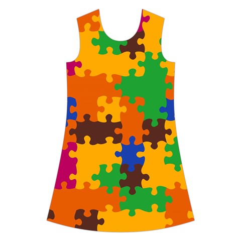 Retro colors puzzle pieces                                                                            Kids  Short Sleeve Velvet Dress from UrbanLoad.com Front
