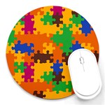 Retro colors puzzle pieces                                                                        Round Mousepad