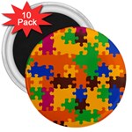 Retro colors puzzle pieces                                                                        3  Magnet (10 pack)