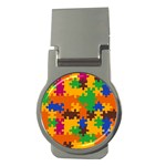 Retro colors puzzle pieces                                                                        Money Clip (Round)