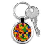 Retro colors puzzle pieces                                                                        Key Chain (Round)