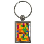 Retro colors puzzle pieces                                                                        Key Chain (Rectangle)
