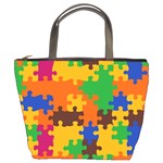 Retro colors puzzle pieces                                                                        Bucket Bag