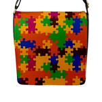 Retro colors puzzle pieces                                                                        Flap Closure Messenger Bag (L)