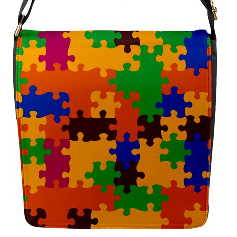 Retro colors puzzle pieces                                                                        Flap Closure Messenger Bag (S) from UrbanLoad.com Front