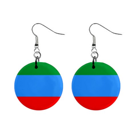 Dagestan Flag Mini Button Earrings from UrbanLoad.com Front