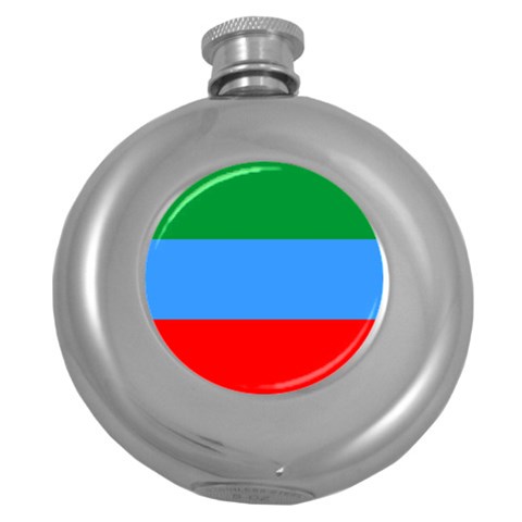 Dagestan Flag Round Hip Flask (5 oz) from UrbanLoad.com Front